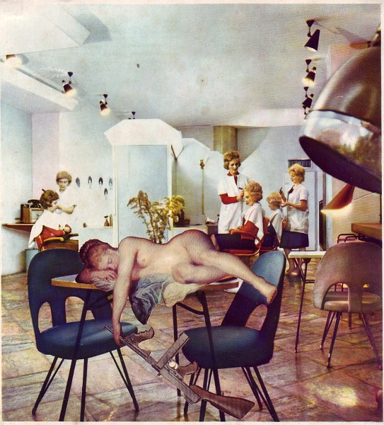 Čekání u kadeřníka, koláž, 1967